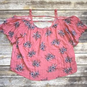 Torrid Floral Cold Shoulder Top Shirt Blouse 2 2x